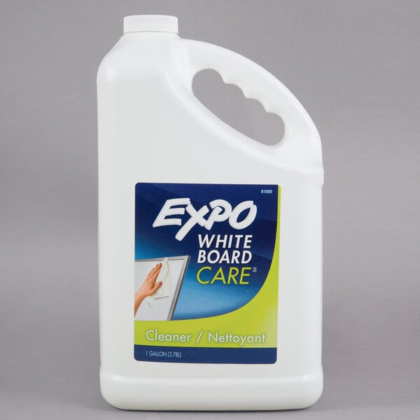A white bottle of Expo dry erase surface cleaner with a white background.