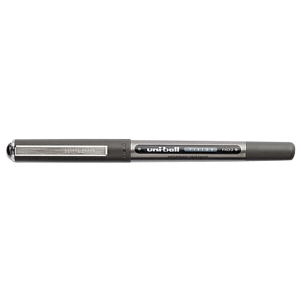Uni-Ball 60106 Vision Black Ink with Black / Gray Barrel 0.5mm Roller Ball Stick Pen - 12/Pack