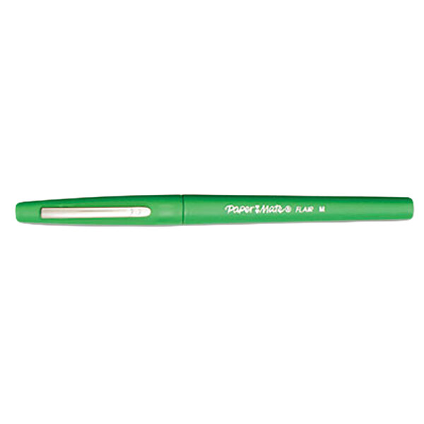 Paper Mate 8440152 Point Guard Flair Green Ink with Green Barrel 0.7mm Porous Point Stick Pen - 12/Pack