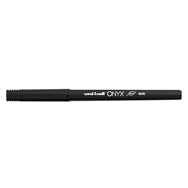 Uni-Ball 60040 Onyx Black Ink with Black Matte Barrel 0.5mm Roller Ball Stick Pen - 12/Pack