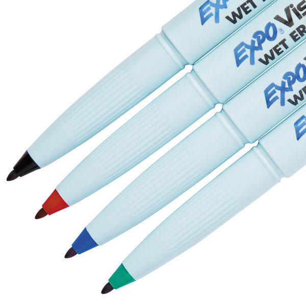 Expo 16074 VisaVis Assorted 4Color Fine Point Wet Erase Marker Set