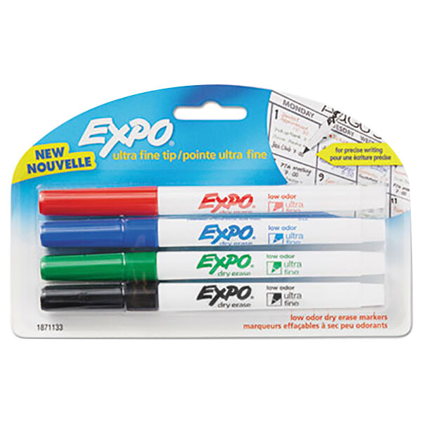 Expo 1871133 Assorted 4Color LowOdor Ultra Fine Point Dry Erase