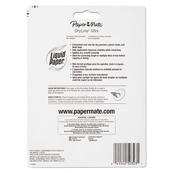 Paper Mate 5032315 Liquid Paper DryLine Mini 1/5" x 197" Correction