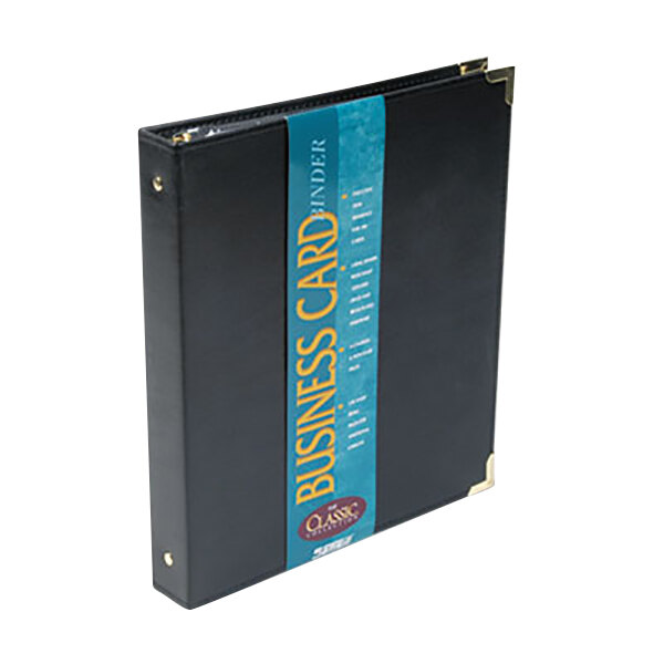 Samsill 81080 Classic Black 11 1/8" x 10 1/4" Business Card Binder - 200 Card Slots