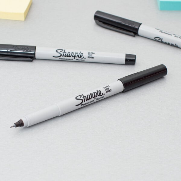 Sharpie Permanent Markers, Ultra Fine Point, Black, 12 Count