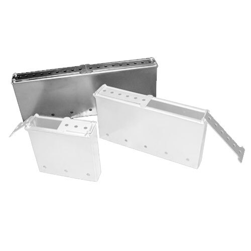 A white rectangular metal smoking box with holes.