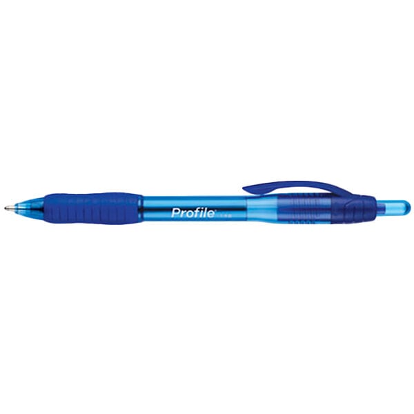 Paper Mate 89466 Profile Blue Ink with Blue Translucent Barrel 1.4mm Retractable Ballpoint Pen - 12/Pack