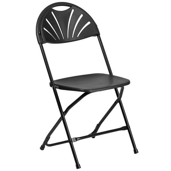 Flash Furniture LE-L-4-BK-GG Hercules Black Plastic Fan Back Folding Chair