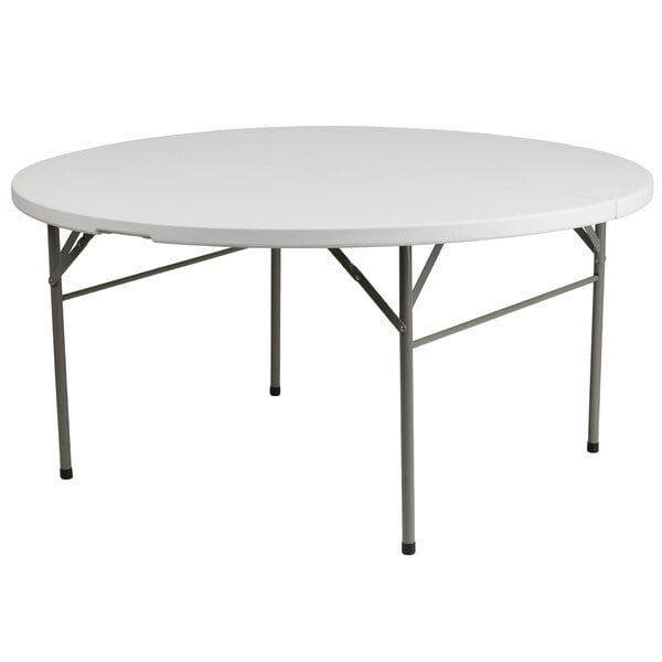 Flash Furniture DAD-154Z-GG 60" Round Granite White Bi-Fold Plastic Folding Table