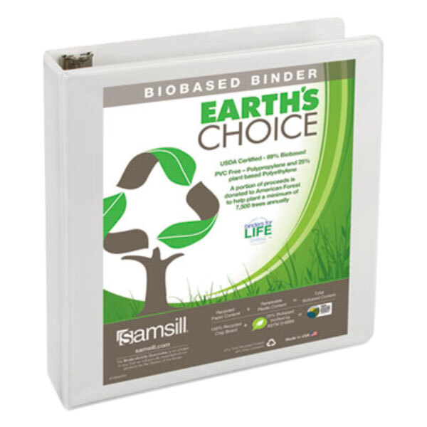 Samsill 16957 Earth's Choice White Biobased View Binder with 1 1/2" D Rings