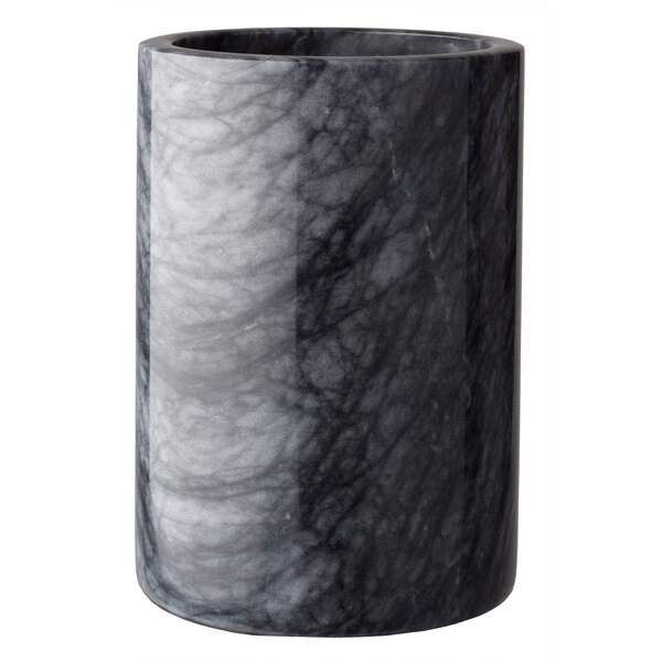 A black and white marble Franmara champagne cooler cylinder.