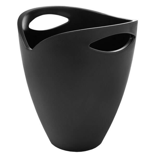 A Franmara black heavy-duty tulip bottle bucket with handles.