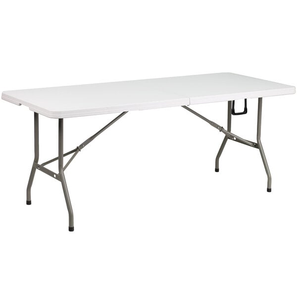 Flash Furniture DAD-YCZ-183Z-GG 30" x 72" Rectangular Granite White Bi-Fold Plastic Folding Table