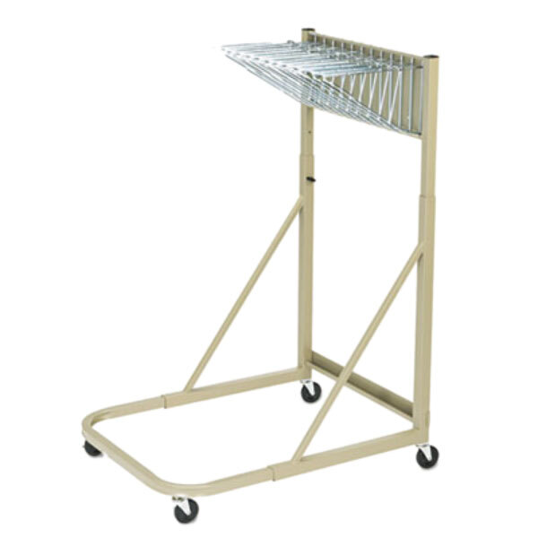 Safco 5026 Sand Steel Sheet File Mobile Rack with 12 Hanging Clamp Spaces - 27" x 37 1/2" x 61 1/2"