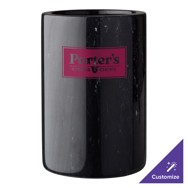 Franmara 9200 Customizable 4 1/4" x 6 1/8" Black Marble Wine Cooler
