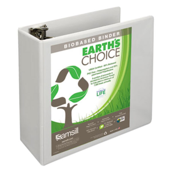 Samsill 18997 Earth's Choice White Biobased View Binder with 4" Round Rings