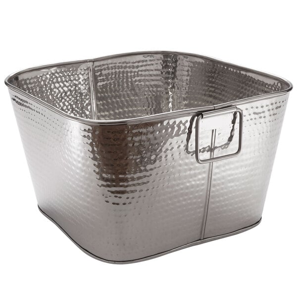 An American Metalcraft stainless steel beverage tub with a handle.