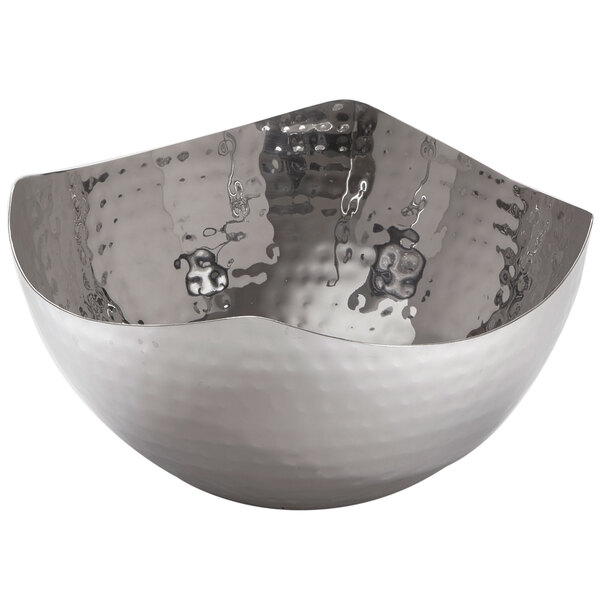 An American Metalcraft stainless steel bowl with a wavy edge.
