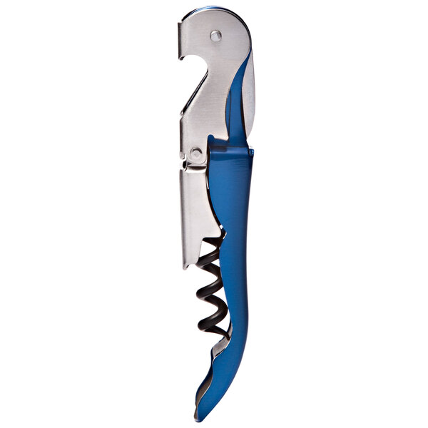 A Franmara metallic blue and silver Duo-Lever waiter's corkscrew.
