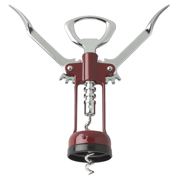 Franmara ChromePlated Wing Corkscrew with Burgundy Enameled Body 204303
