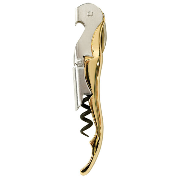 A Pulltap's corkscrew with a gold and silver handle.