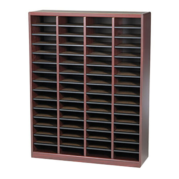 Safco 9331MH E-Z Stor Mahogany 60-Section Wood / Fiberboard File ...