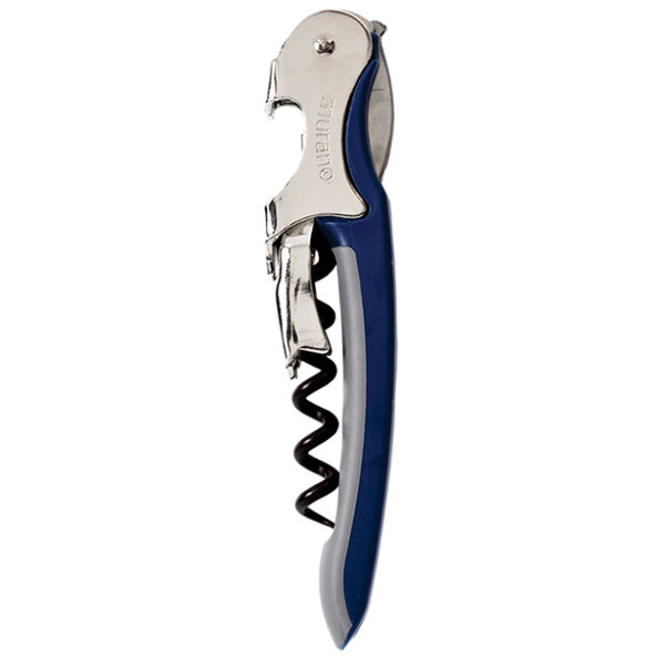 A Franmara Murano waiter's corkscrew with blue and silver accents.