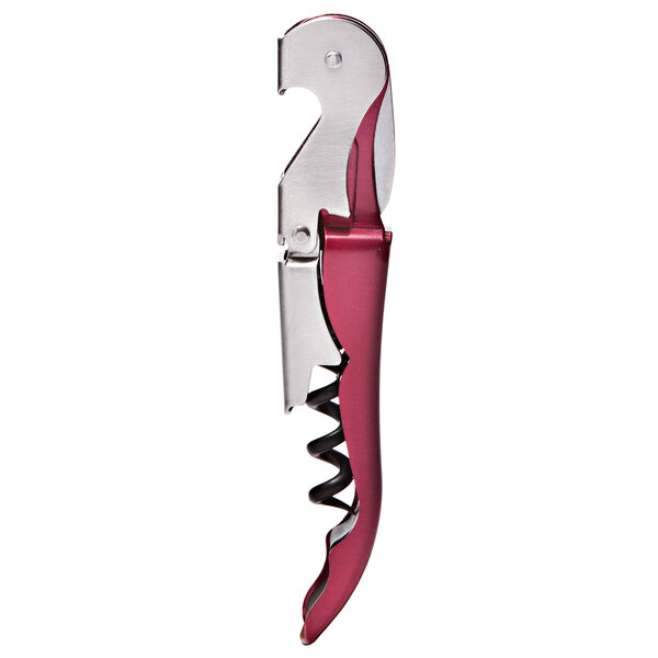A Franmara waiter's corkscrew with a metallic red handle and silver blade.