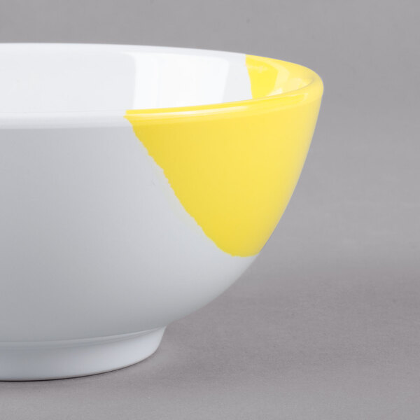 GET B25W/Y Bold 1.1 Qt. White / Yellow Melamine Bowl 24/Case