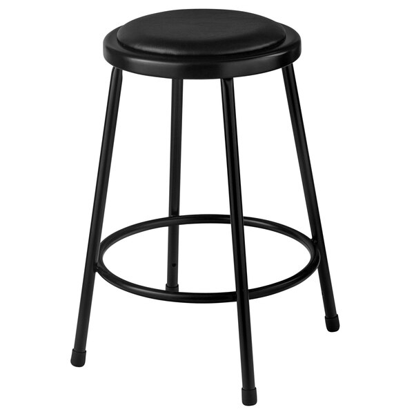 A National Public Seating black padded lab stool with a black seat.