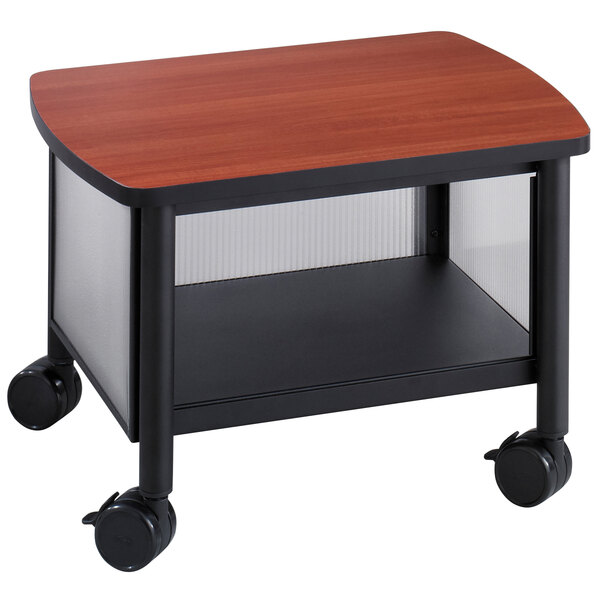Safco 1862BL Impromptu Black / Cherry Under Table Printer Stand 20 1/2" x 16 1/2" x 14 1/2"