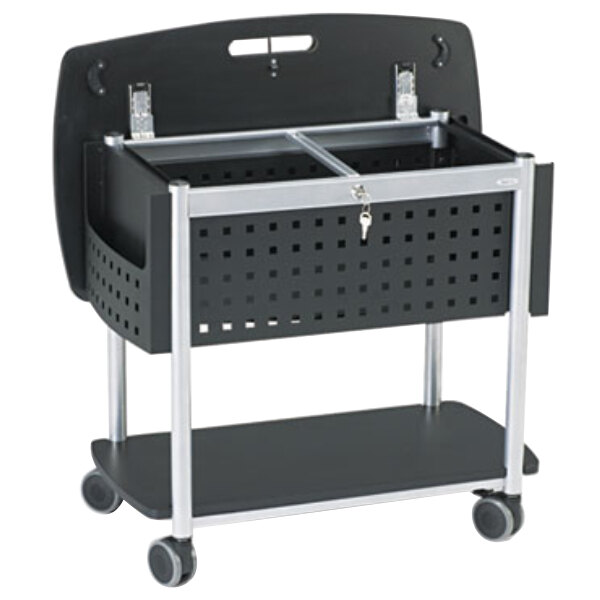 Safco Scoot Single Sided 3 Shelf Book Cart 5336BL