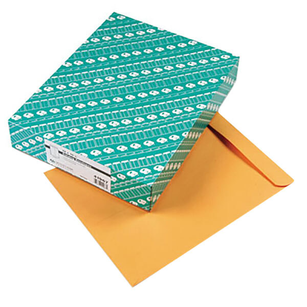 Quality Park 41967 #110 12" x 15 1/2" Brown Kraft Gummed Seal File Envelope - 100/Box