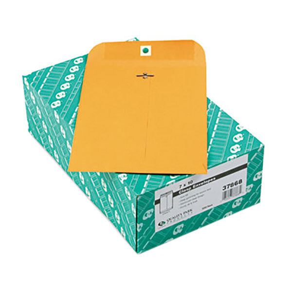 Quality Park 37868 #68 7" x 10" Brown Kraft Clasp / Gummed Seal File Envelope - 100/Box