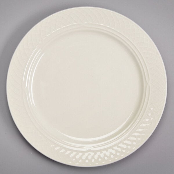 Homer Laughlin by Steelite International HL3427000 Gothic 12 1/2" Ivory (American White) China Plate - 12/Case