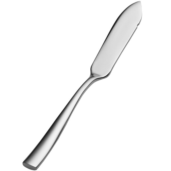 A Bonsteel butter knife with a long silver handle.