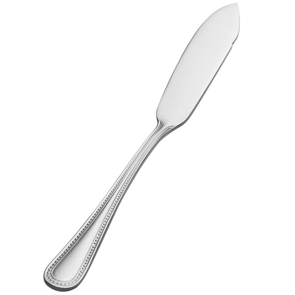 A Bon Chef Bonsteel butter spreader with a silver handle.