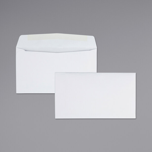 Quality Park 90070 #6 3/4 3 5/8" x 6 1/2" White Gummed Seal Business Envelope - 500/Box