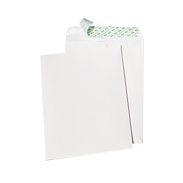 Quality Park 77397 Tech No Tear #97 10" x 13" White File Envelope with Self Adhesive Seal - 100/Box