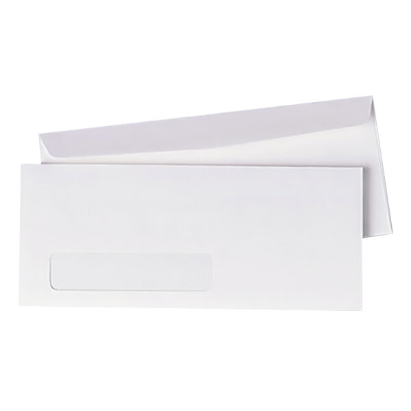 Quality Park 90120 #10 4 1/8" x 9 1/2" White Gummed Seal Business Envelope with Window - 500/Box