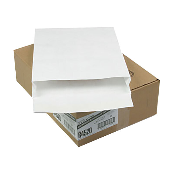Survivor R4520 Tyvek® #110 12" x 16" x 2" White Expansion Mailer with Flap-Stick Self-Adhesive Seal   - 100/Case