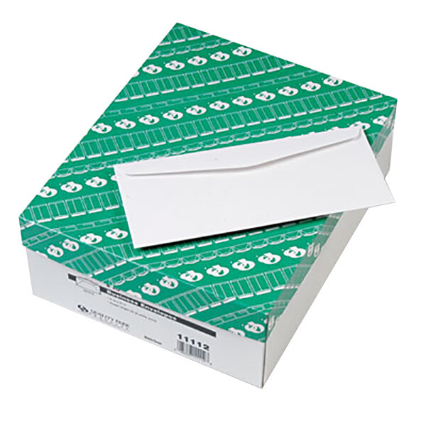 Quality Park 11112 #10 4 1/8" x 9 1/2" White Gummed Seal Business Envelope - 500/Box