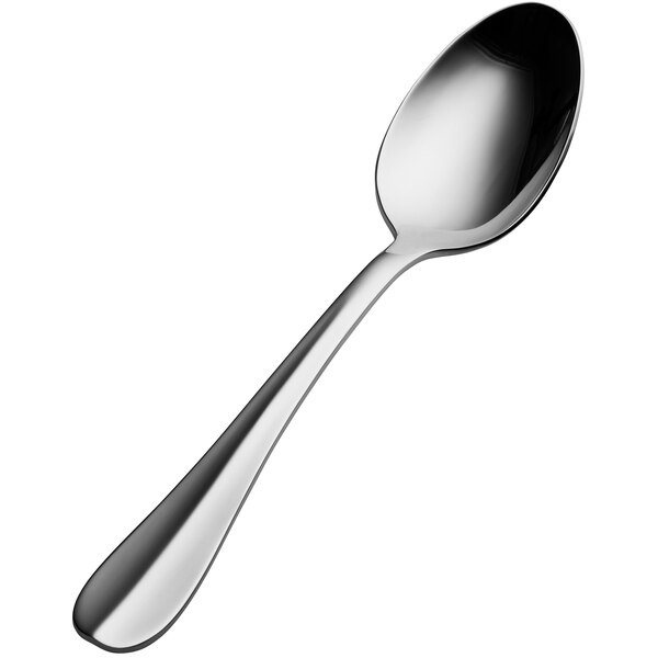 A Bon Chef Bonsteel table spoon with a silver handle and black spoon.