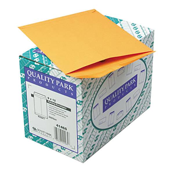 Quality Park 41465 #90 9" x 12" Brown Kraft Gummed Seal File Envelope - 250/Box