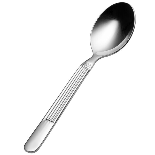 A Bonsteel demitasse spoon with a silver handle.