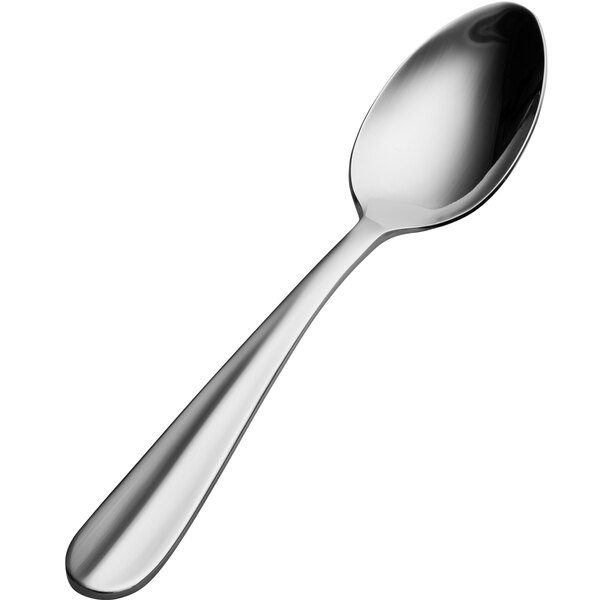 A Bon Chef Bonsteel teaspoon with a silver handle and black spoon.