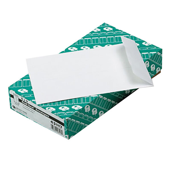 Quality Park 43117 #55 6" x 9" White File Envelope with Redi-Strip Seal - 100/Box