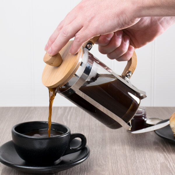 Acopa 20 oz. Glass / Wood French Coffee 