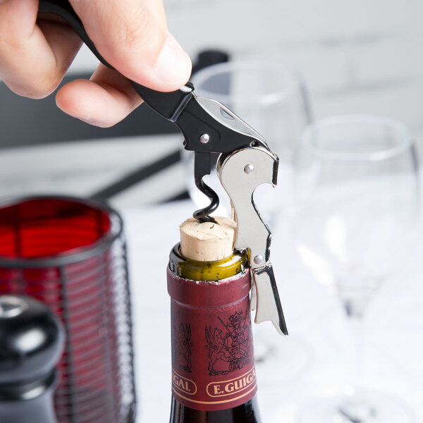 Pulltap's Original Customizable Waiter's Corkscrew with Black Handle