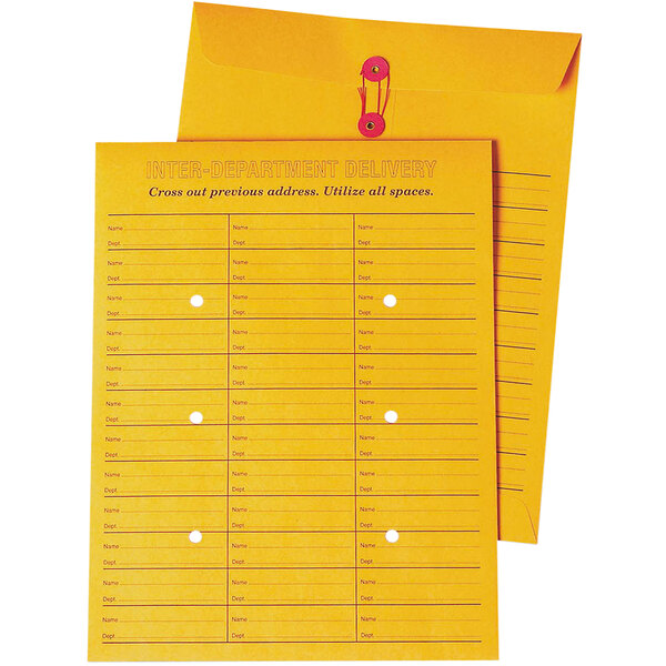A yellow envelope with a list of items.
